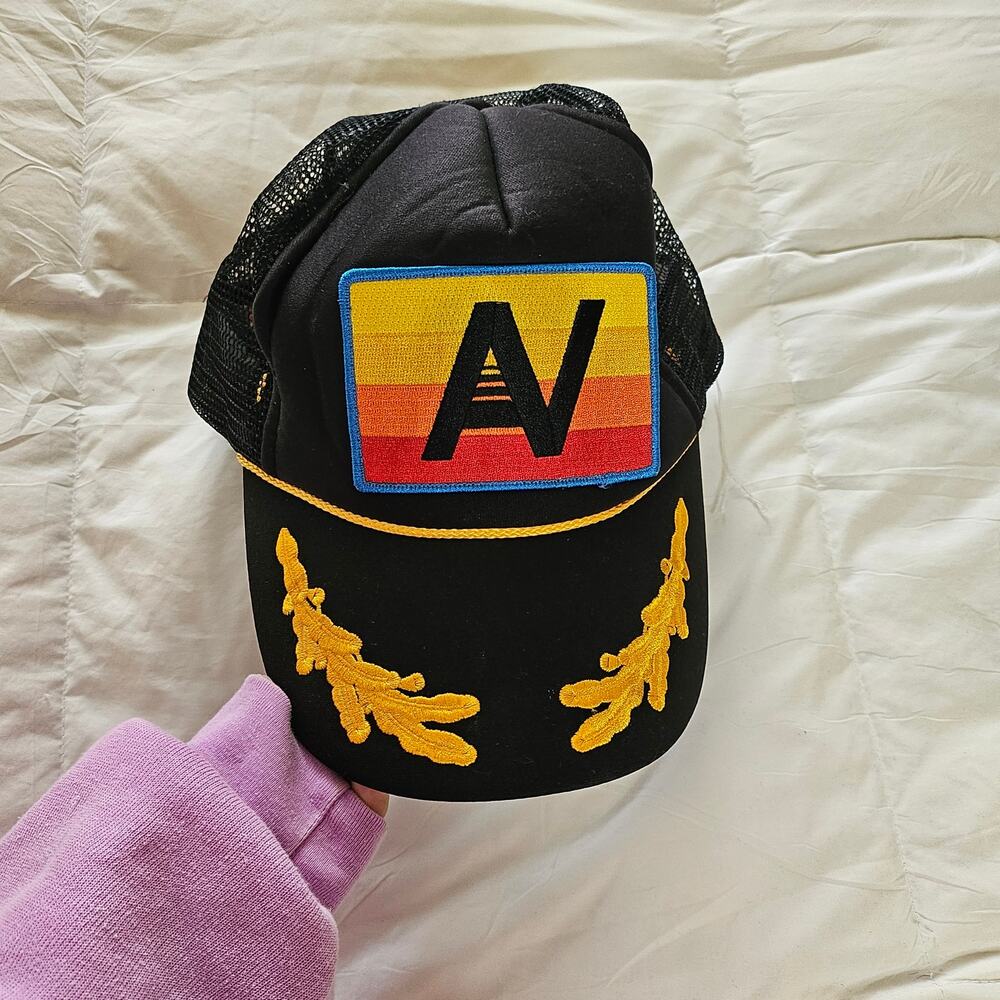 AVIATOR NATION LOGO RAINBOW VINTAGE TRUCKER HAT